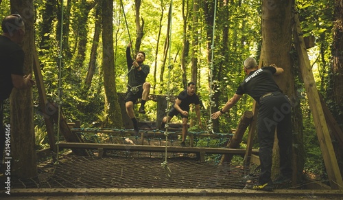Fit mens training over obstacle course