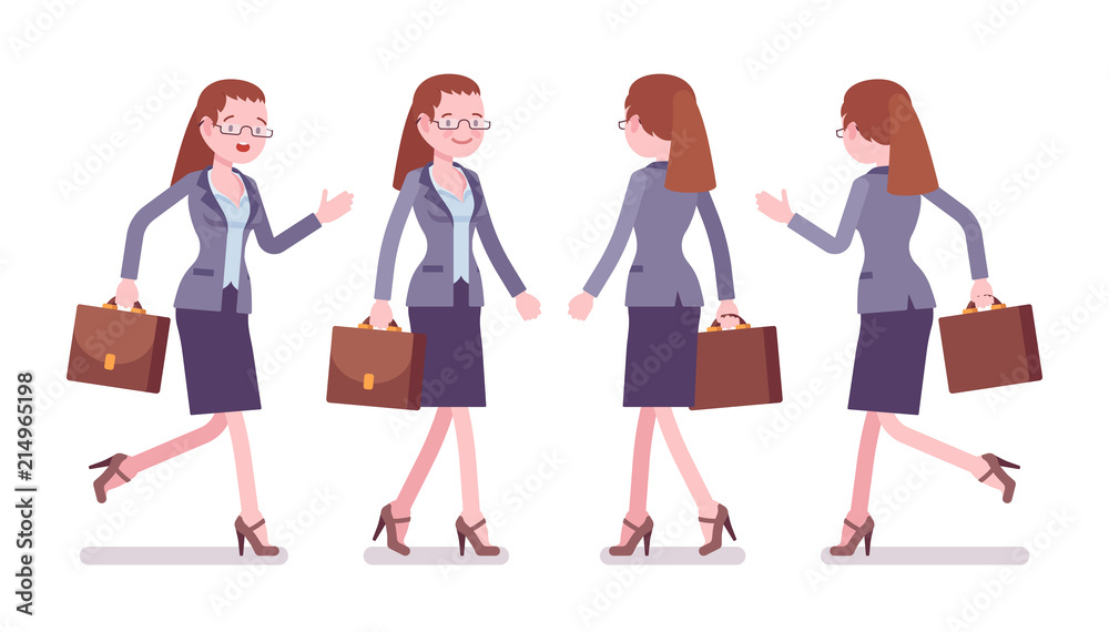 Fototapeta premium Female teacher walking and running
