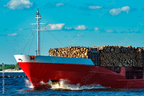 Cargo ship with wood