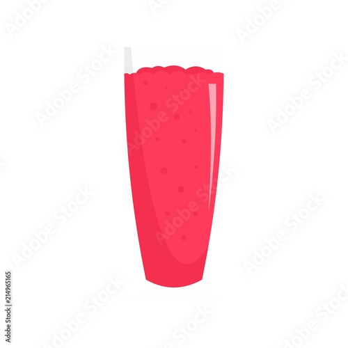Cherry smoothie icon. Flat illustration of cherry smoothie vector icon for web isolated on white