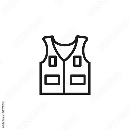 Fishing vest line icon. Clothing, comfort, pocket. Fishers uniform concept. Vector illustration can be used for topics like workwear, sport, hunters clothing