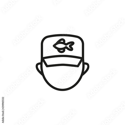 Fishmonger in cap line icon. Store, worker, hat. Fisherman concept. Vector illustration can be used for topics like fish market, seller, retail