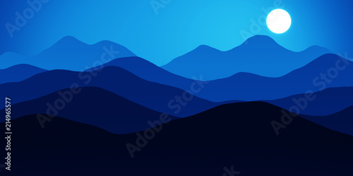 Simple landscape with mountains over sun  panorama scale ratio 8 4 