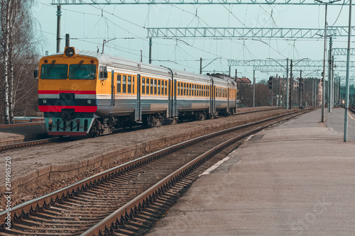 Yellow diesel train