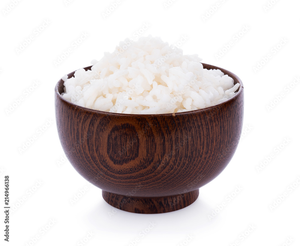 Rice in a bowl on a white background Rice in a bowl on a white background