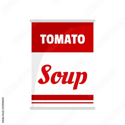 Tomato soup can icon. Flat illustration of tomato soup can vector icon for web isolated on white photo