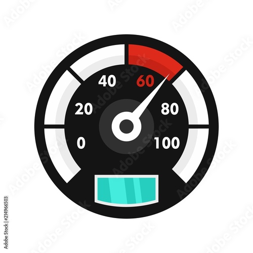 Motor bike speedometer icon. Flat illustration of motor bike speedometer vector icon for web isolated on white