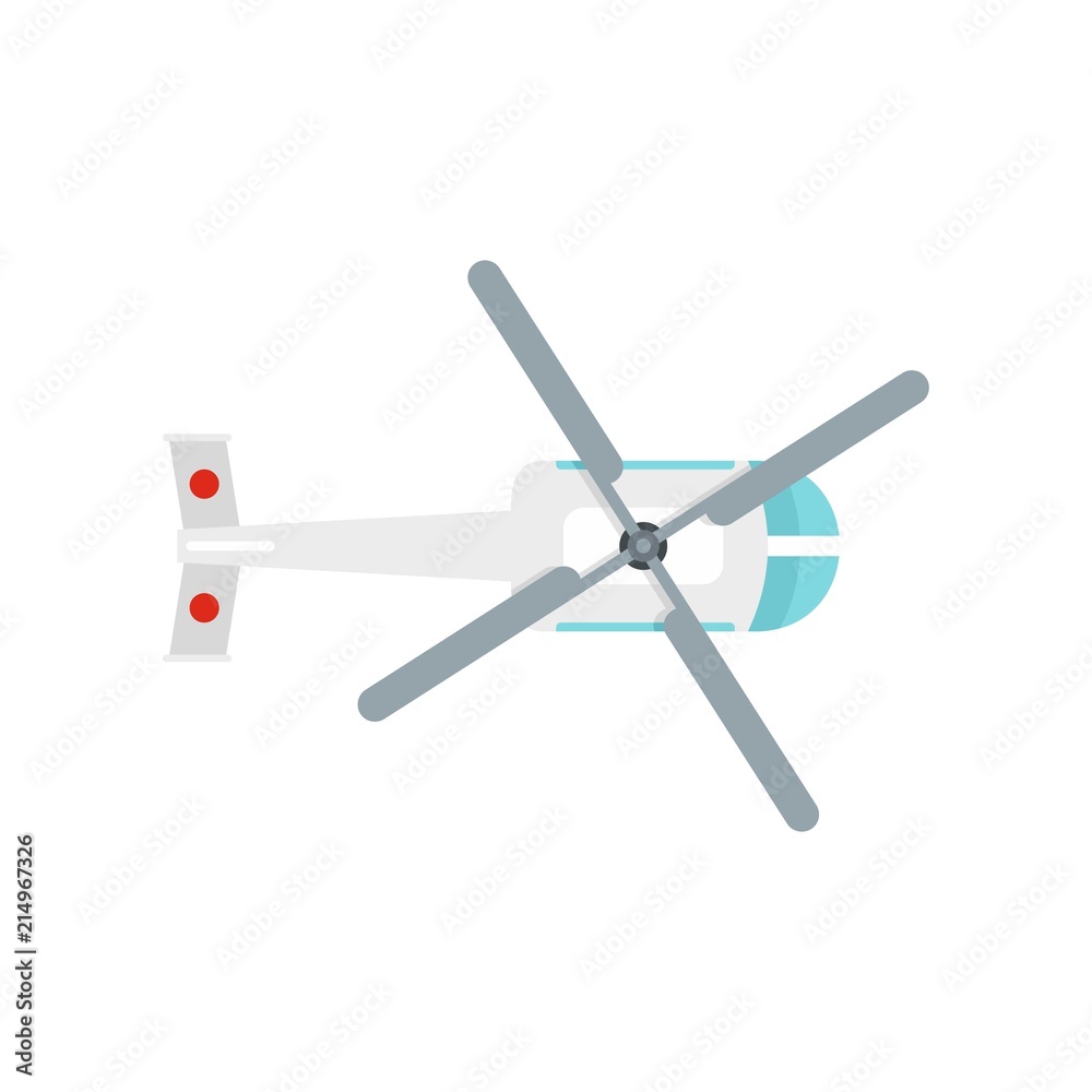Top view helicopter icon. Flat illustration of top view helicopter vector icon for web isolated on white Top view helicopter icon. Flat illustration of top view helicopter vector icon for web isolated on white