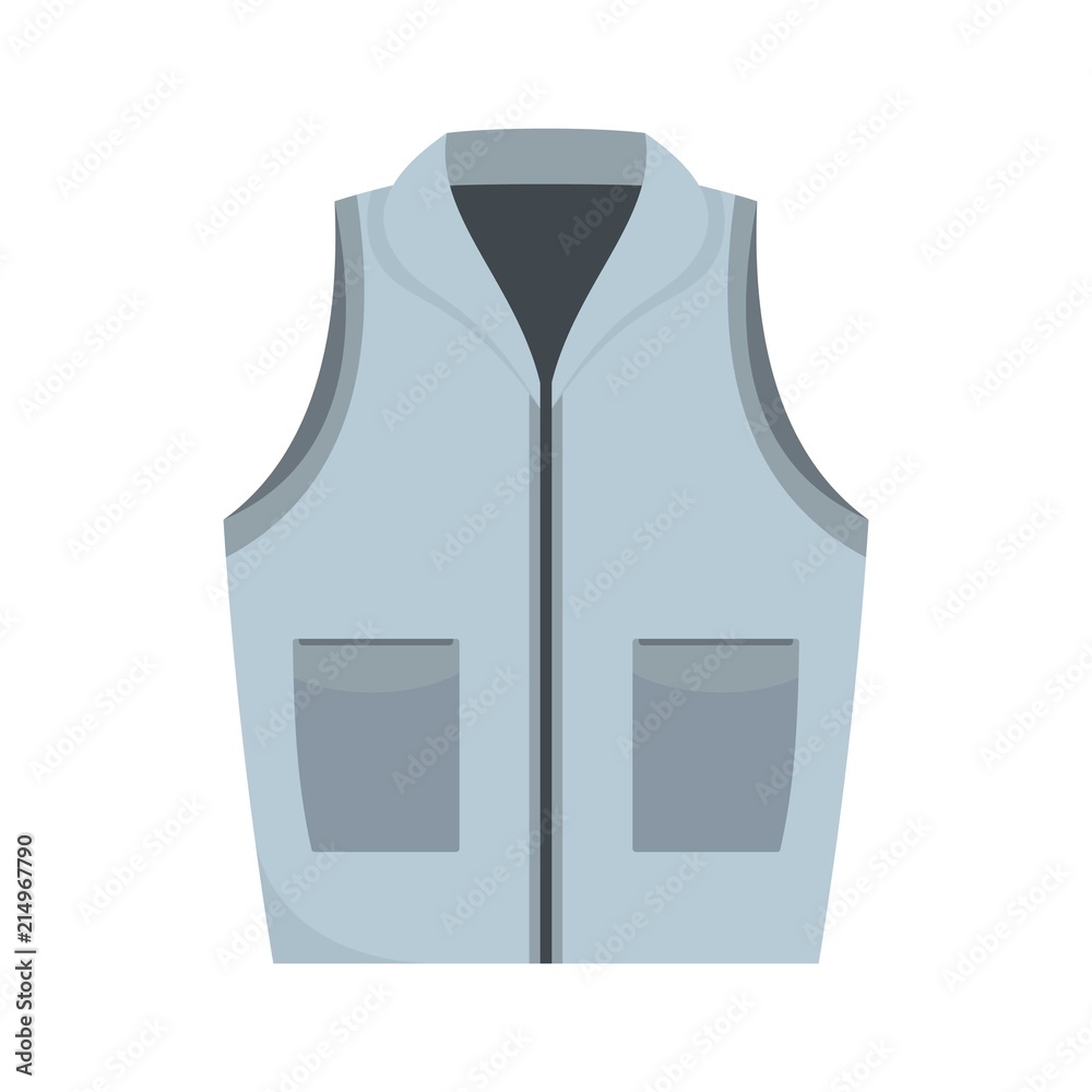 Grey vest icon. Flat illustration of grey vest vector icon for web isolated on white Grey vest icon. Flat illustration of grey vest vector icon for web isolated on white