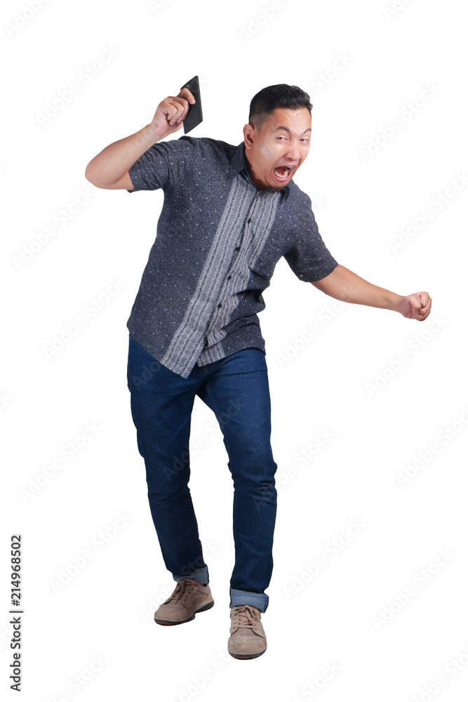 Young Man Angry For Having Bad News on Phone Young Man Angry For Having Bad News on Phone