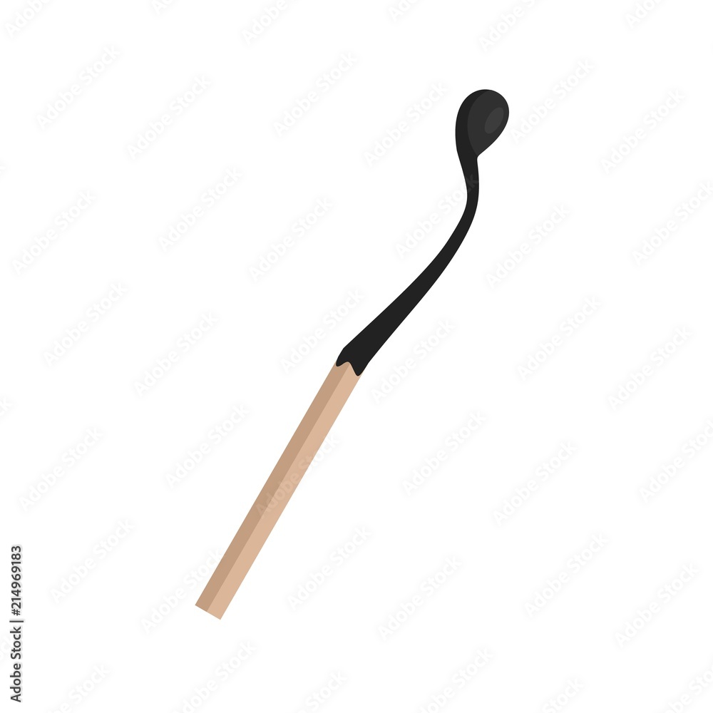Half burned match icon. Flat illustration of half burned match vector icon for web isolated on white Half burned match icon. Flat illustration of half burned match vector icon for web isolated on white