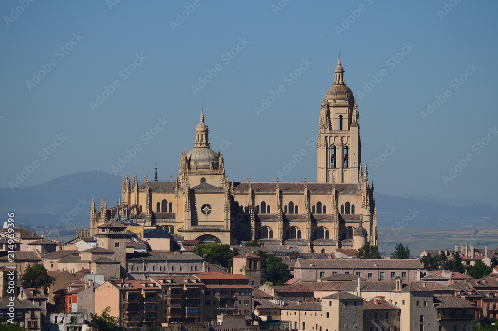 Magnificent Shot Of The Cathedral Of Segovia At Sunrise. Architecture, Travel, History. June 18, 2018. Segovia Castilla Leon Spain.