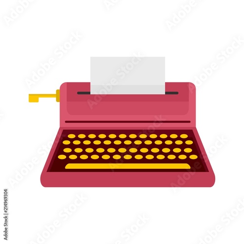 Retro style typewriter icon. Flat illustration of retro style typewriter vector icon for web isolated on white