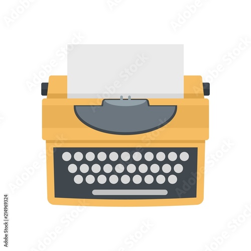 Typewriter with shadow icon. Flat illustration of typewriter with shadow vector icon for web isolated on white