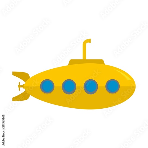 Yellow submarine icon. Flat illustration of yellow submarine vector icon for web isolated on white