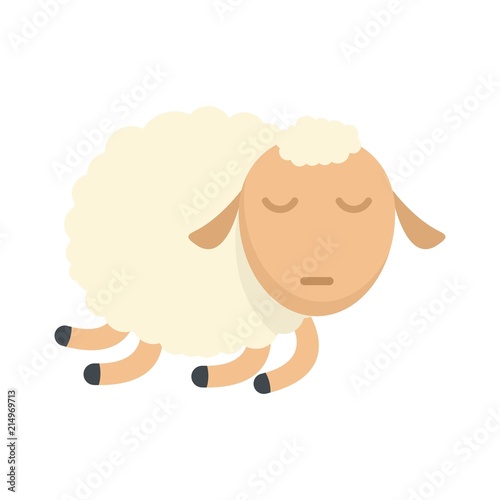 Sleeping sheep icon. Flat illustration of sleeping sheep vector icon for web isolated on white