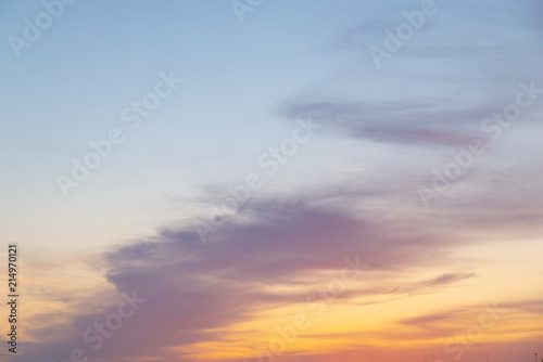 beautiful view of sunset. orange clouds on blue sky