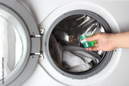liquid detergent green washing machine hand
