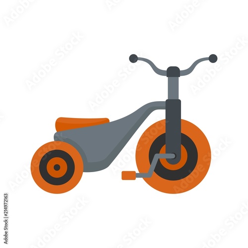 Boy tricycle icon. Flat illustration of boy tricycle vector icon for web isolated on white