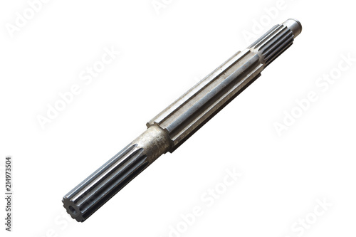 intermediate shaft of the gearbox of the tractor on isolated white background