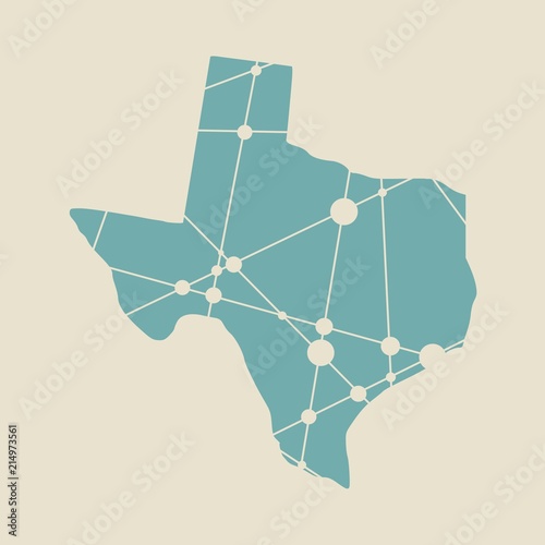 Image relative to USA travel. Texas state map textured by lines and dots pattern