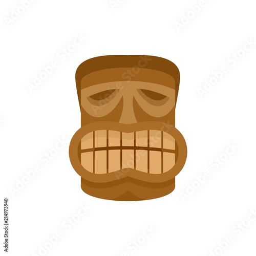 Smile tiki idol icon. Flat illustration of smile tiki idol vector icon for web isolated on white