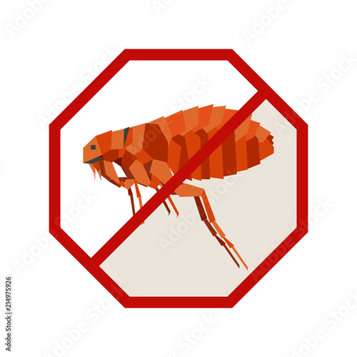 Flat geometric sign with flea