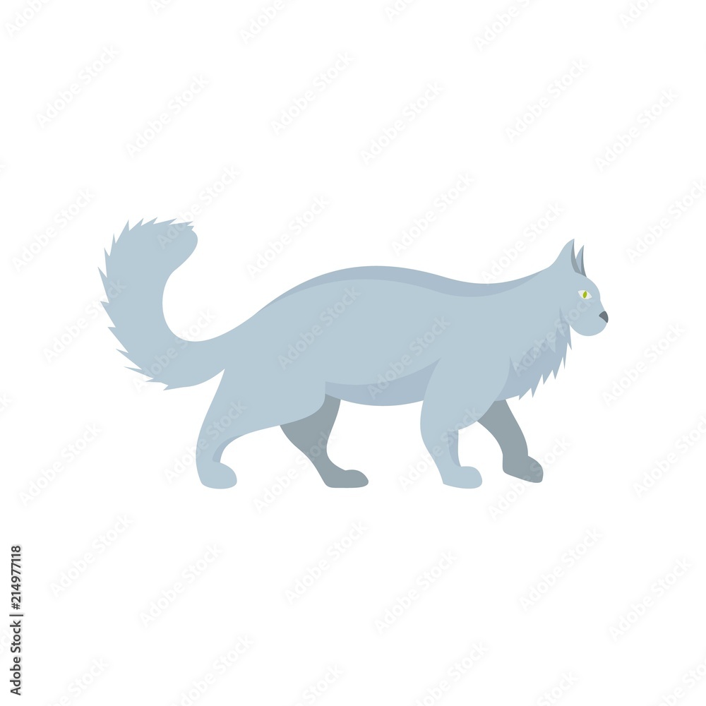 Grey cat icon. Flat illustration of grey cat vector icon for web isolated on white