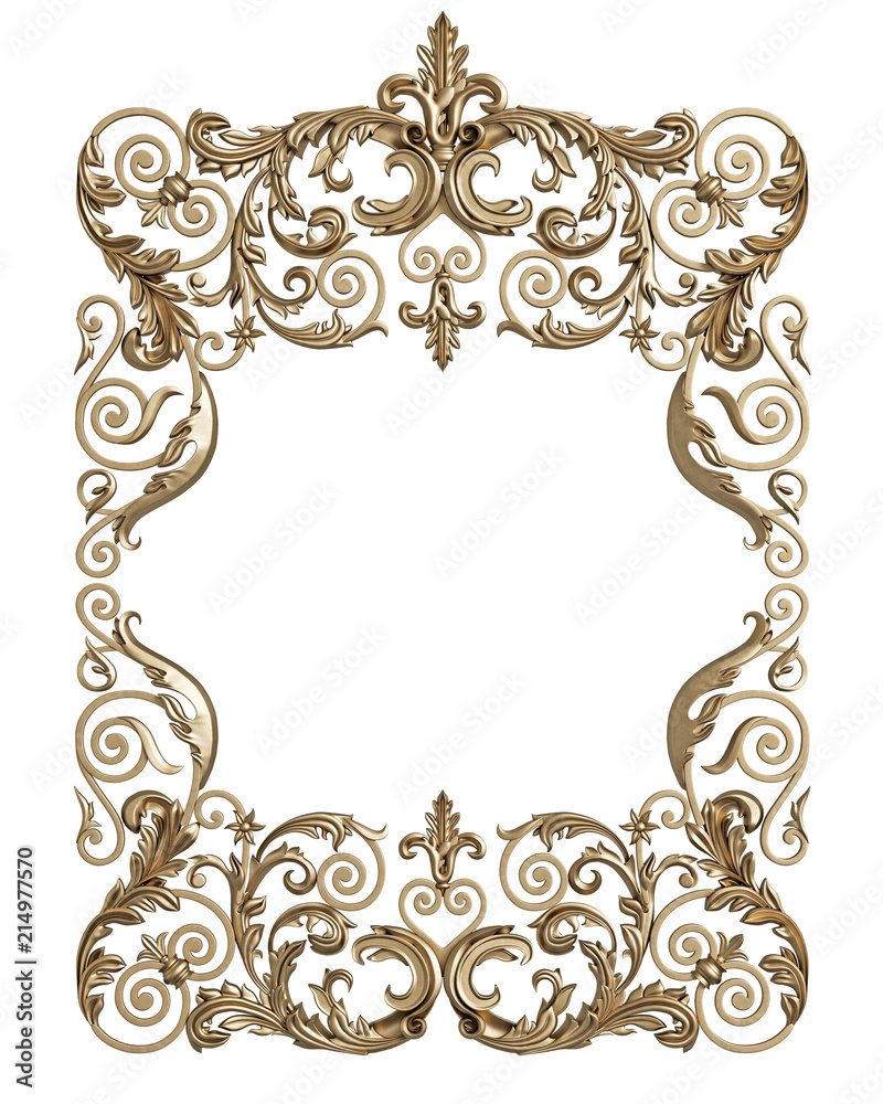 Classic moulding frame with ornament decor isolated on white background