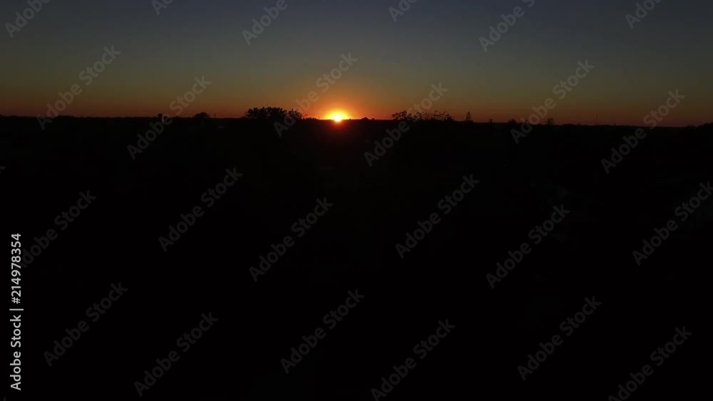 Red Sun Sunset by Drone in early fall Red Sun Sunset by Drone in early fall