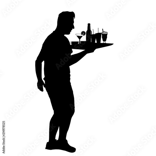 Waiter silhouette with the tray