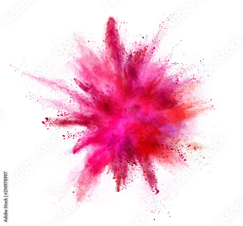 Coloured powder explosion isolated on white background