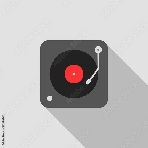 Vinyl Record Disk Flat Style Design Icon Gray