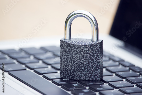 Wallpaper Mural padlock on laptop keyboard, concept
 Torontodigital.ca