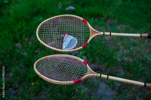 Summer entertainment . A game of badminton.  © Евгений Округин