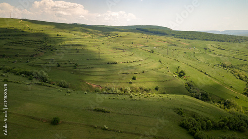 Aerial view of the Romanian landscape in spring
