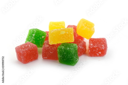 jelly candies isolated on white background. colorful jelly in sugar 