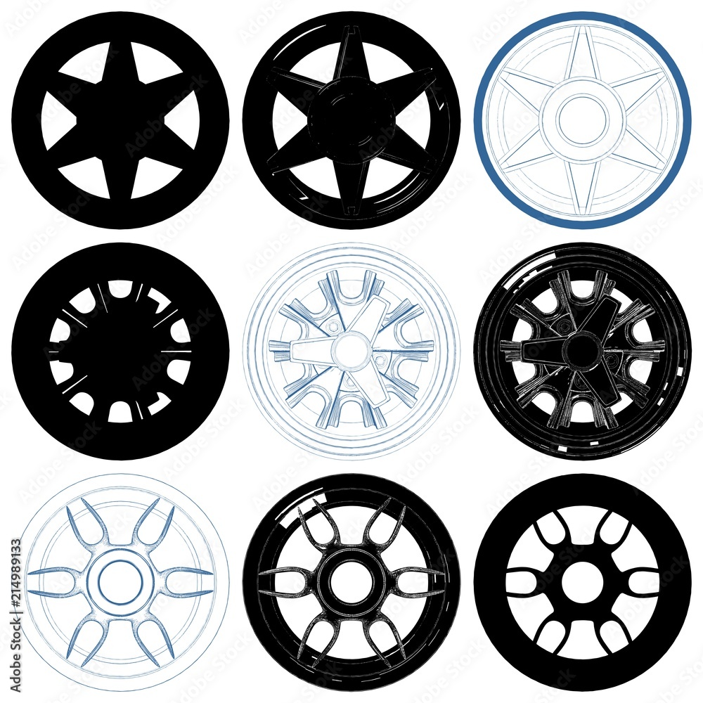 Car Wheel Disc Rims Isolated Illustration On White Vector Car Wheel Disc Rims Isolated Illustration On White Vector