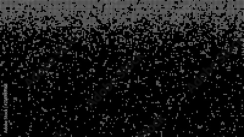Abstract pixel gradient background. Falling pixels. Broken texture. Abstract vertical gradient halftone. Vector illustration.