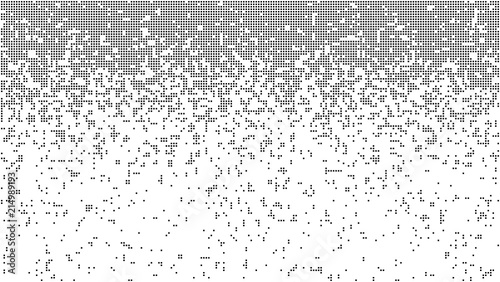 Abstract pixel gradient background. Falling pixels. Broken texture. Abstract vertical gradient halftone. Vector illustration.