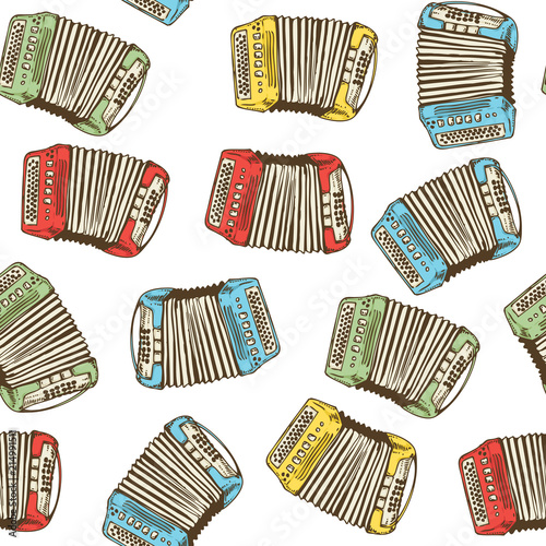 Seamless Pattern. Bayans or Accordions