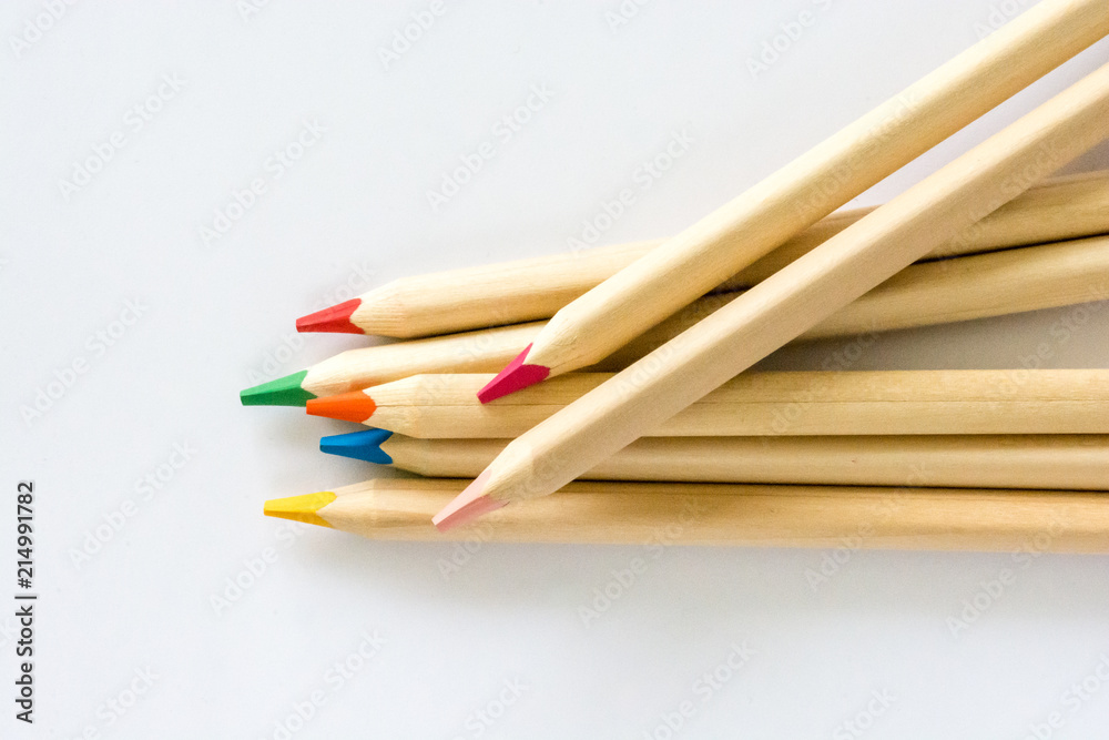 Colorful wooden pencils isolated on white background Colorful wooden pencils isolated on white background