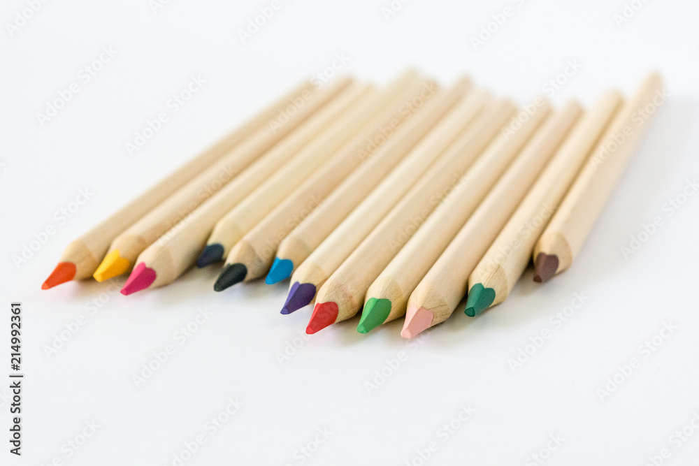 Colorful wooden pencils isolated on white background Colorful wooden pencils isolated on white background