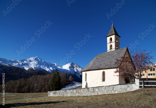 Village chapel in Val Muestair, Canton Graubinden, Switzerland