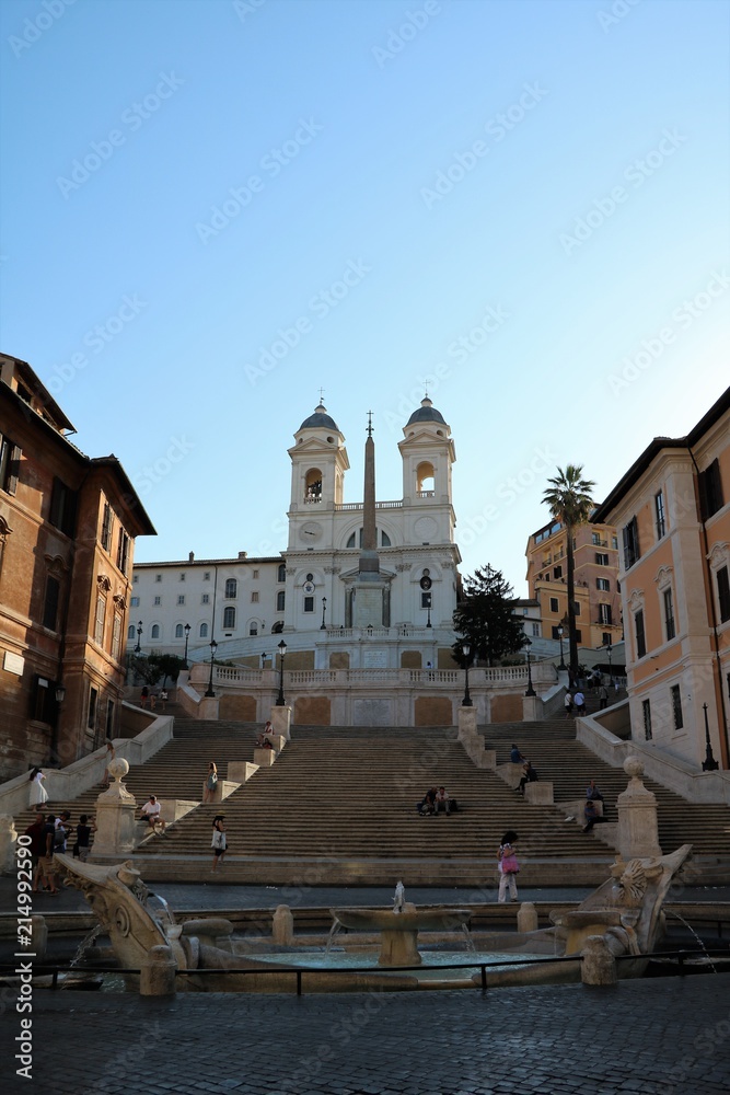 Church Santissima Trinità dei Monti at Spanish stairs in Rome, Italy 