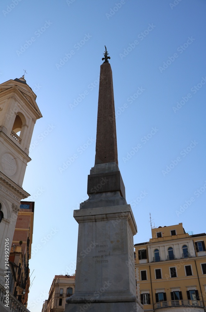 Obelisco Sallustiano at Church Santissima Trinità dei Monti at Spanish stairs in Rome, Italy 