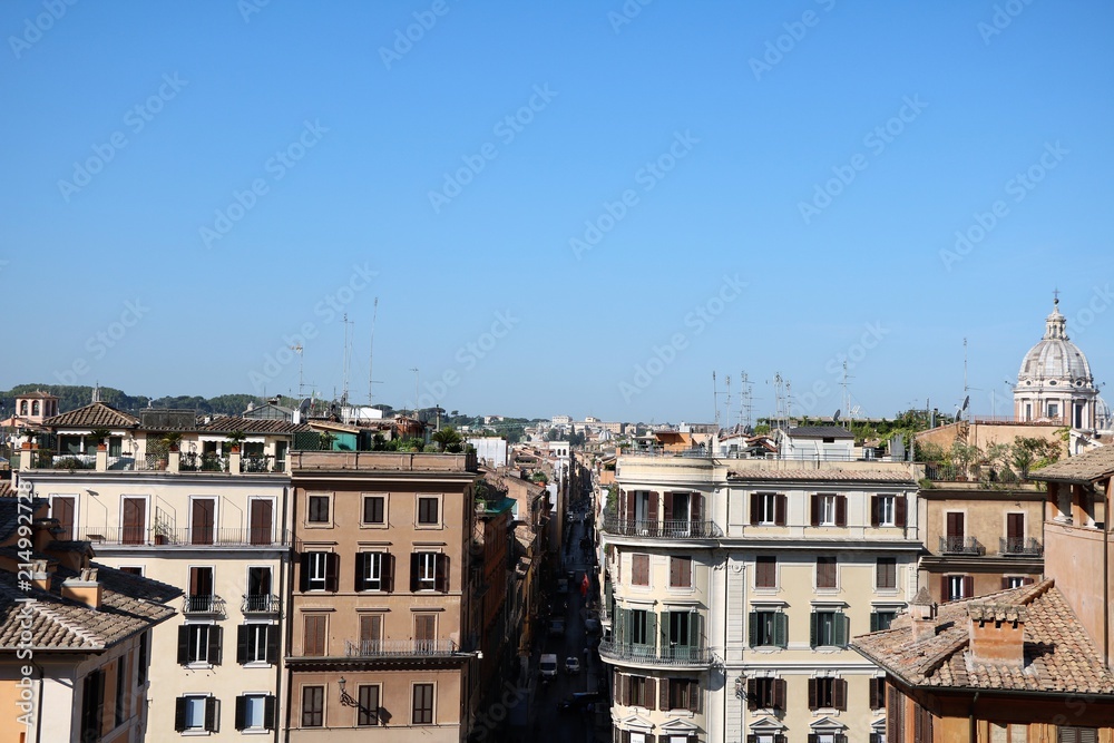 View from Spanish stairs to Rome, Italy 
