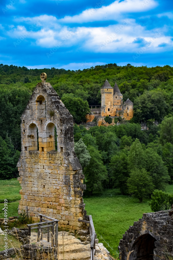 Ruins of the Chateau de Commarque in the Dordogne region of France near Sarlat