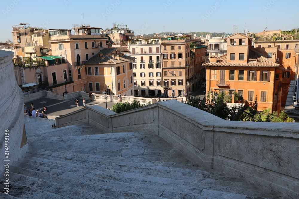 Way down at Spanish stairs in Rome, Italy 