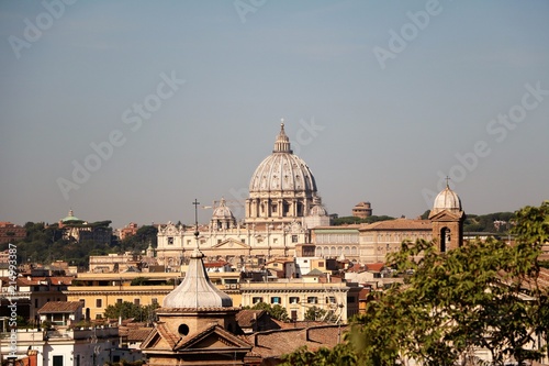 Rome seen from the Pincio, towards St. Peter's Basilica in Vaticano, Italy 